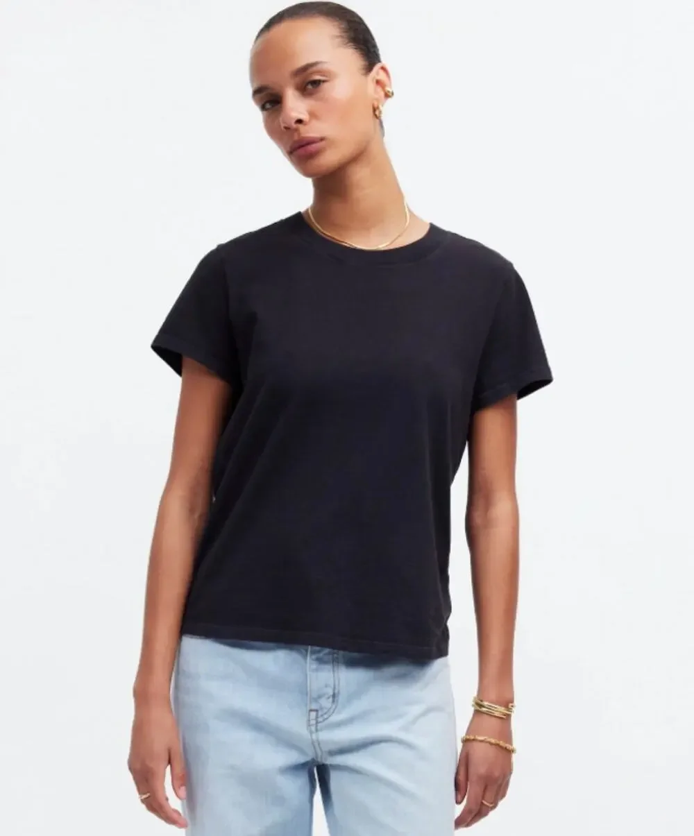 Madewell Premium Standard 01. The Shrunken Tee WMNS XS Black Charcoal Crew Neck